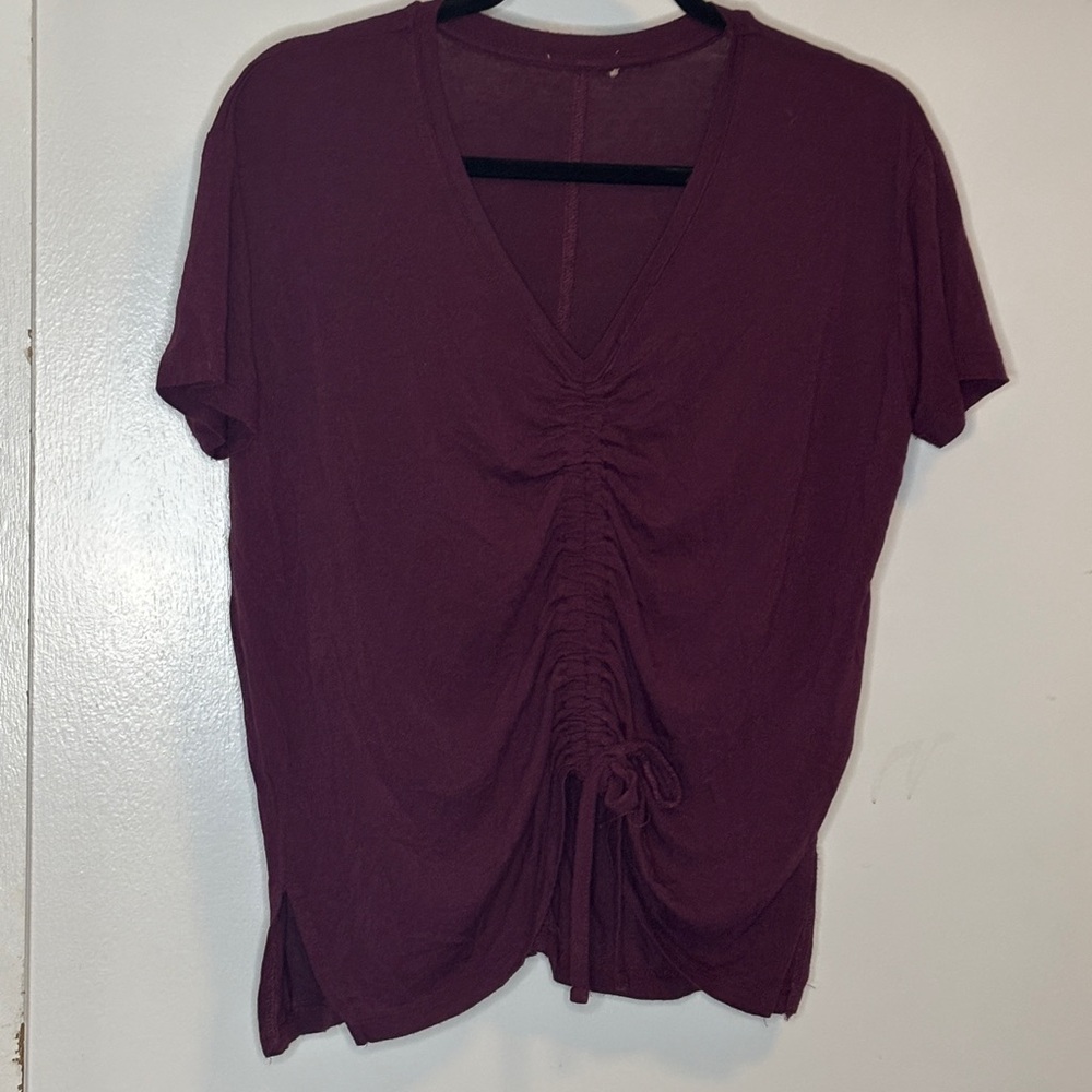 Women's Burgundy Ruched Top